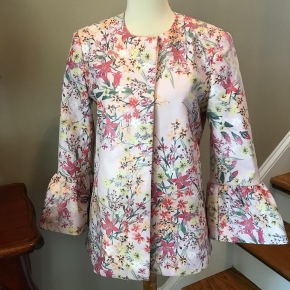 Anthropologie Vegan Pink Floral Jacket Small